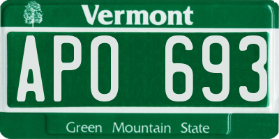 VT license plate APO693