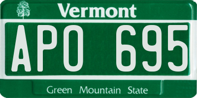 VT license plate APO695