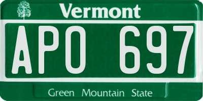 VT license plate APO697