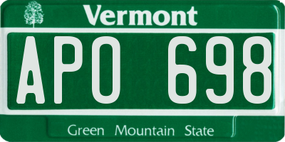 VT license plate APO698