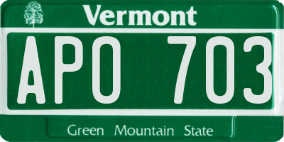 VT license plate APO703