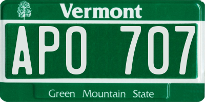 VT license plate APO707
