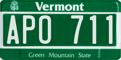 VT license plate APO711