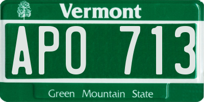 VT license plate APO713