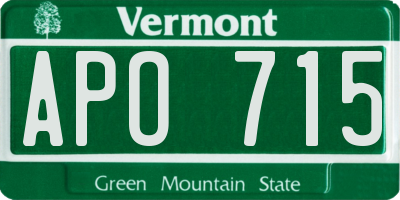 VT license plate APO715