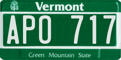 VT license plate APO717