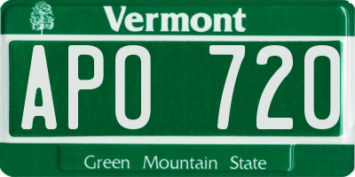 VT license plate APO720