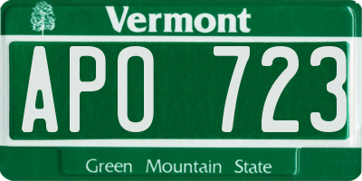 VT license plate APO723