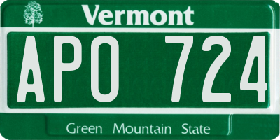 VT license plate APO724
