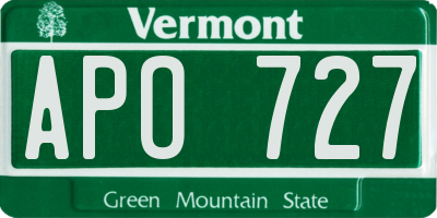 VT license plate APO727