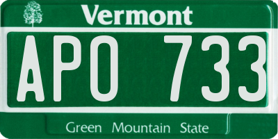 VT license plate APO733