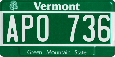 VT license plate APO736