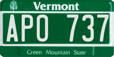 VT license plate APO737
