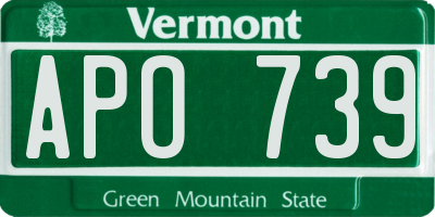 VT license plate APO739