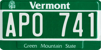 VT license plate APO741