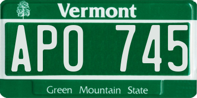 VT license plate APO745