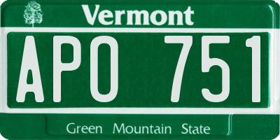 VT license plate APO751
