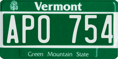 VT license plate APO754
