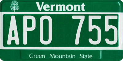 VT license plate APO755