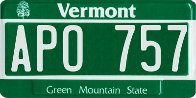 VT license plate APO757
