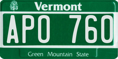 VT license plate APO760
