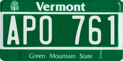 VT license plate APO761
