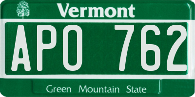 VT license plate APO762