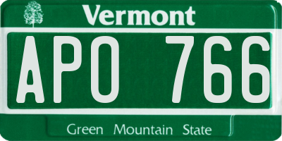 VT license plate APO766