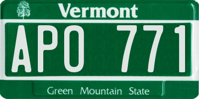 VT license plate APO771