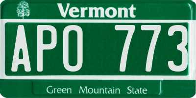 VT license plate APO773