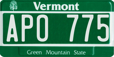 VT license plate APO775