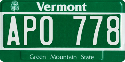VT license plate APO778