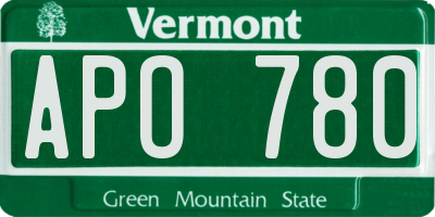VT license plate APO780