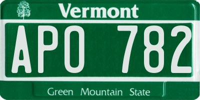 VT license plate APO782