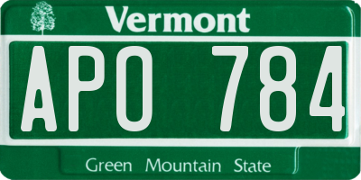 VT license plate APO784