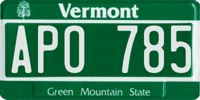 VT license plate APO785