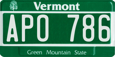 VT license plate APO786