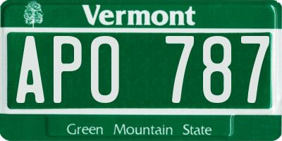 VT license plate APO787