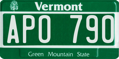VT license plate APO790