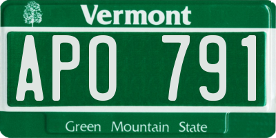 VT license plate APO791