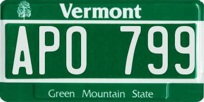 VT license plate APO799