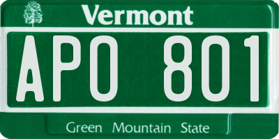 VT license plate APO801