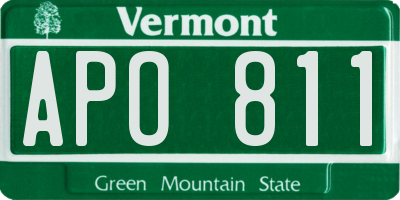 VT license plate APO811
