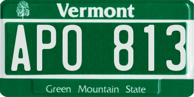 VT license plate APO813