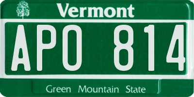 VT license plate APO814