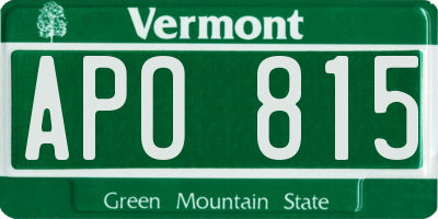 VT license plate APO815