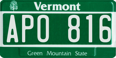 VT license plate APO816