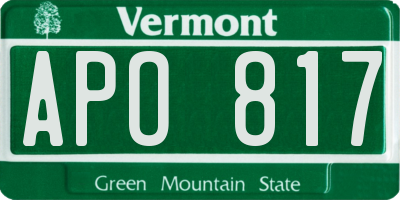 VT license plate APO817