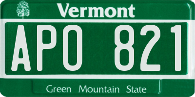 VT license plate APO821
