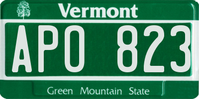 VT license plate APO823